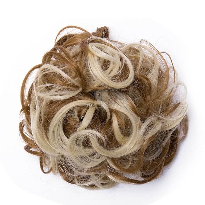 EARSHOT Hair Buns Hair Piece 80cm Women's Synthetic Bun Messy Bun with Elastic Band Hair Bun Curl Wig Ponytail Extension Hair Extensions Wig Hair Accessories For Girls (Color : 27H613)