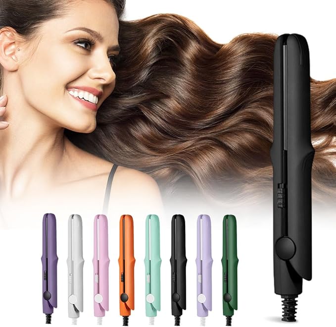 Mini Dual Purpose Curling Iron 2025 New 2 in 1 Mini Curling Wand &amp Flat Iron Hair Straightener Portable Travel Curling Wand for Women Short Hair Hair Straightener for All Hair Types (Black)