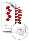 ohora Bundle Set (N Addict Starter Kit) - Red Solid Gel Nail Strips with UV/LED Lamp and Mini Remover Salon-Quality Long Lasting Easy to Apply &amp Remove - Includes Prep Pads Nail File Wooden S