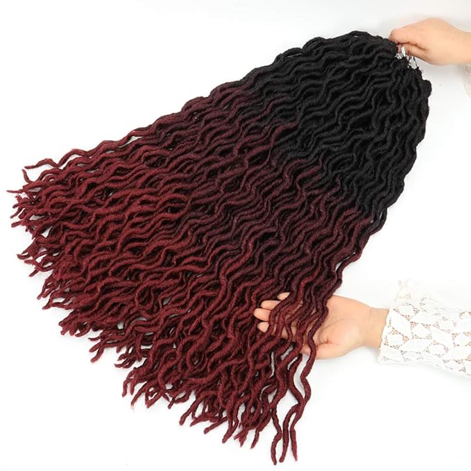 Eliza 24 Inch Wavy Gypsy Locs Ombre Crochet Hair 7 Packs Goddess Locs Faux Locs Crochet hair African Roots Dreadlocs Synthetic Braiding Hair Extensions for Black Women(247PacksOM3T99J530)