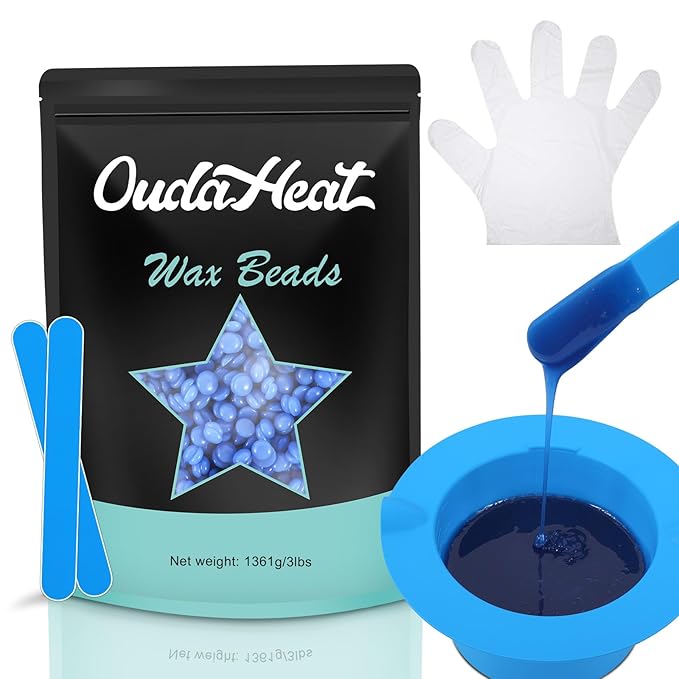 3 lb Hard Wax Beads All-purpose Wax Beans with Silicone Wax Pot for Sensitive Skin Brazilian Coarse Waxing for Bikini Face Eyebrow Back Chest Legs Armpit Women Men Tea Tree