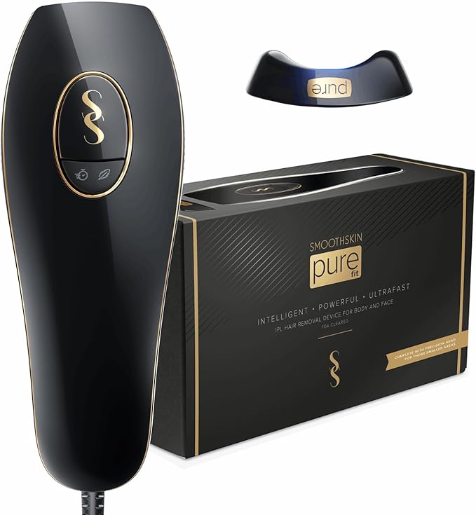 SmoothSkin Pure Fit IPL Hair Removal Device ? At-Home Laser Hair Removal for Women &amp Men Visible Results in 2 Weeks Includes Precision Head Safe for Face &amp Body Long-Lasting Hair Reduction