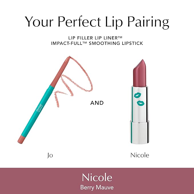 Thrive Causemetics Impact-FULL Smoothing Lipstick Moisturizing Lip Makeup Essential with Vitamin E Lightweight Creamy Lipstick for Women Long Lasting Vegan Shade Nicole (Berry Mate)