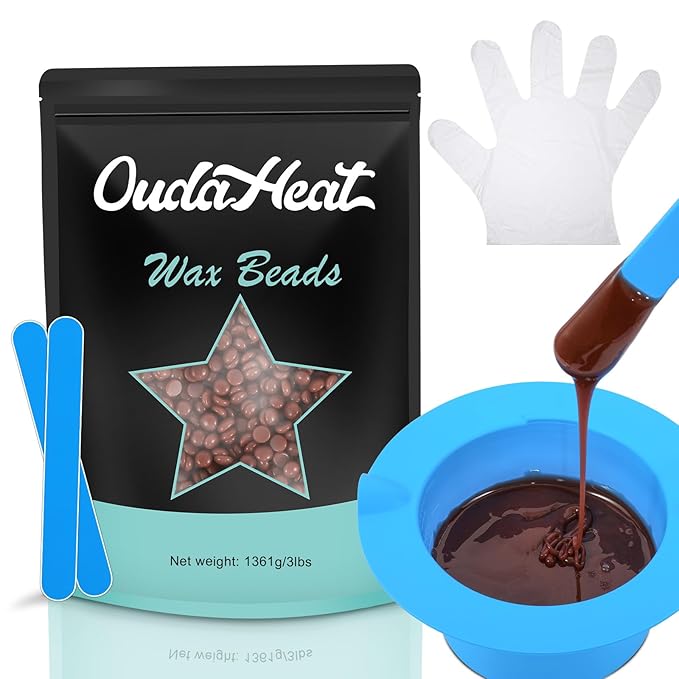 3 lb Hard Wax Beads All-purpose Wax Beans with Silicone Wax Pot for Sensitive Skin Brazilian Coarse Waxing for Bikini Face Eyebrow Back Chest Legs Armpit Women Men Cream