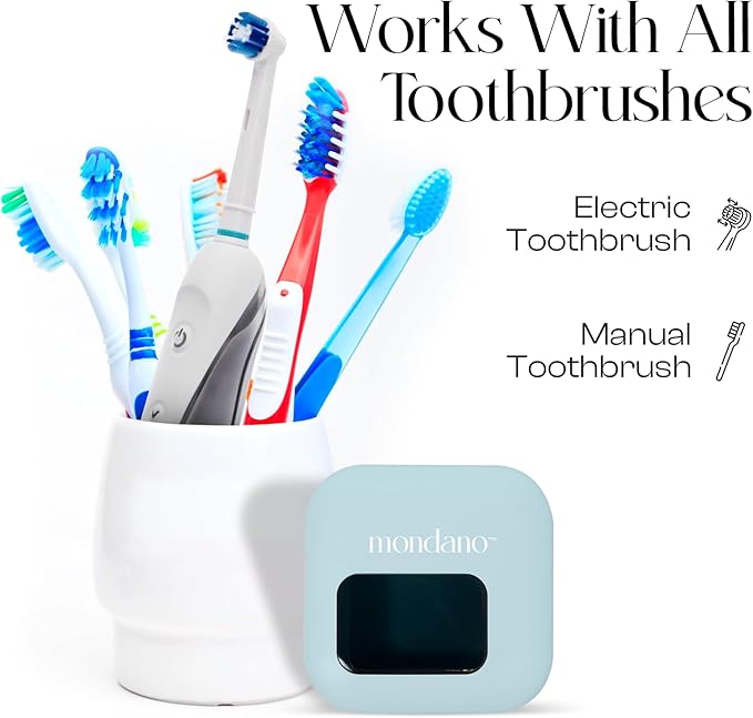 Mondano UV-C Toothbrush Sanitizer and Holder Toothbrush Case - Manual/Electric Toothbrush Cover for Any Toothbrush Head - Rechargeable Toothbrush Travel Case Tooth Brush Cover Cap for Home