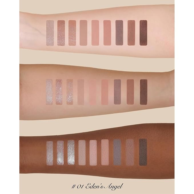 Flower Knows Little Angel 9-Color Eyeshadow PalettePink Beige Makeup Palette with 6 Matte + 3 Shimmer ShadesBlendable Smooth Cute Eye Makeup0.37 Oz(01 Eden's Angel)