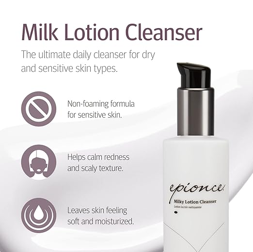 Epionce Milky Lotion Cleanser - Face Wash &amp Makeup Remover for Dry &amp Sensitive Skin Non-Foaming Hydrating Facial Cleanser Dermatologist Skincare