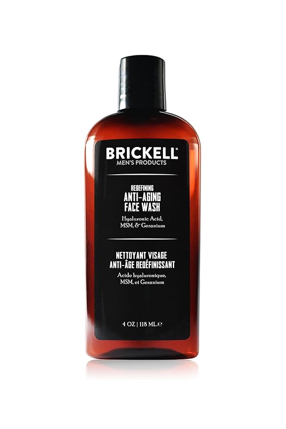 Brickell Men's Redefining Anti-Aging Face Wash For Men Natural and Organic Foaming Gel Face Wash Firms &amp Plumps Skin to Reduce Signs of Aging (Scented 4 oz)