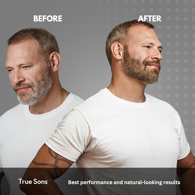 True Sons Hair Dye Foam for Men - Natural Look - Effortless Multi-Use Dye Kit with Instant Color Booster Applicator Ammonia-Free Formula Simpler Hair and Beard Dye (Brown Black)