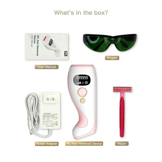 IPL Hair Removal Device for Women and MenPainless Home Use IPL Beauty Device For Home Use For Underarm facial hair below the chin line and legs.(Candy Pink/White 199 * 76.5 * 46.5mm)