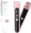 Bikini Trimmer for Women - Painless Electric Razors for Silk SkinCordless Body Shaver for Trip IPX7 Waterproof Dual Head Pink