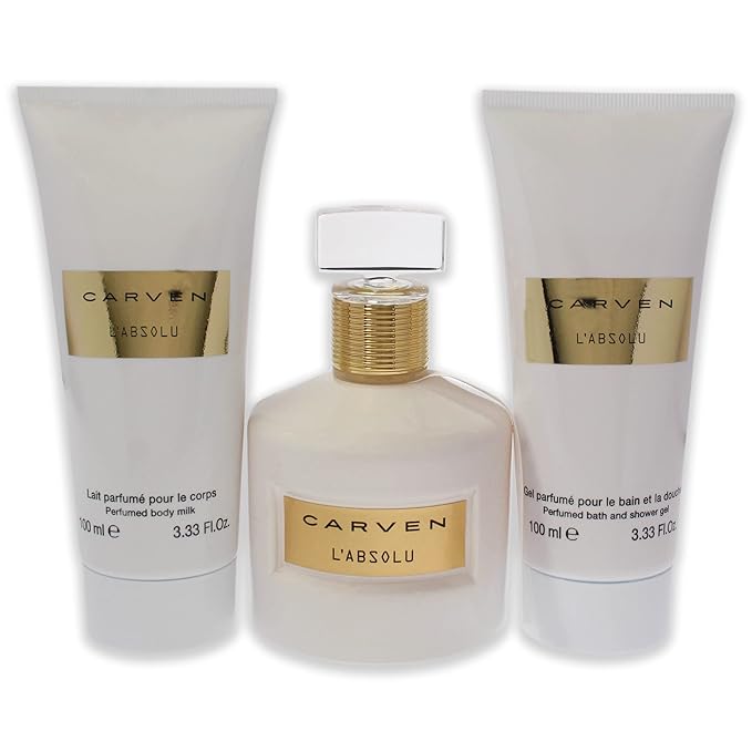 Carven LAbsolu for Women - 3 Pc Gift Set 3.33oz EDP Spray 3.33oz Perfumed Body Milk 3.33oz Perfumed Bath and Shower Gel