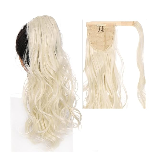 Hair Accessories 22 Long Wavy Ponytail Lengthening Synthetic Curly Wraparound Ponytail Hair Extension Hair Clip Women Wig Curly Bun Hair Pieces For Women(15)