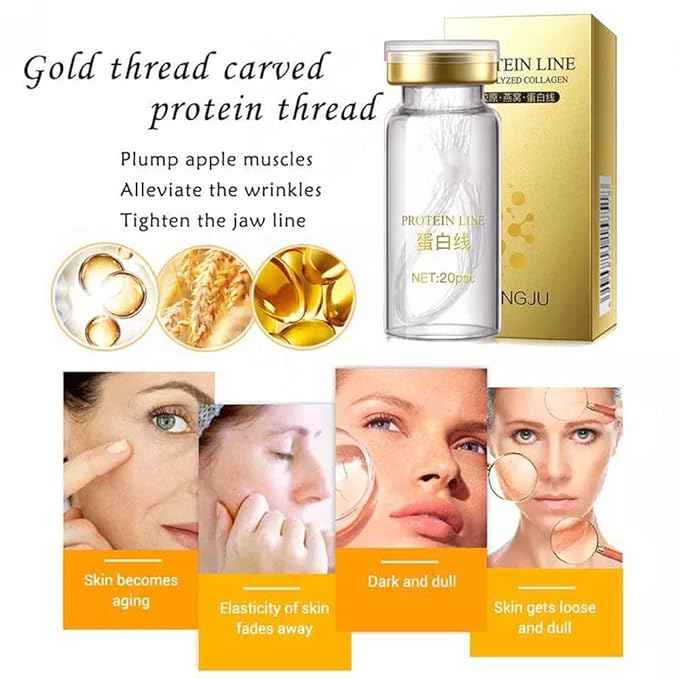 Instalift Protein Thread Lifting Set Soluble And Nano Gold Essence Combination Absorbable Collagen for Face Lift Line Carving (With 3 x Thread)