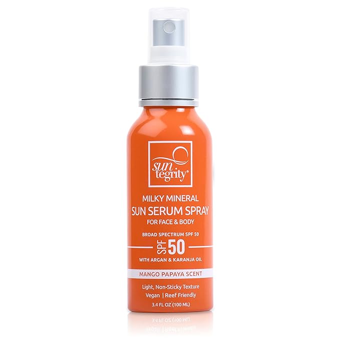 Milky Mineral Sun Serum Spray for Face &amp Body - Broad Spectrum SPF 50 3.4oz