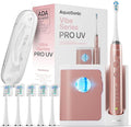 Aquasonic Vibe Series PRO ? Ultra-Whitening Electric Toothbrush ? 5 Modes &amp Smart Timers ? UV Sanitizing Base ? ADA Accepted (Satin Rose Gold)