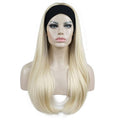 Aimole Long Straight 3/4 Women's Wigs Synthetic Hair with Black Headband(613 Pale Blonde)