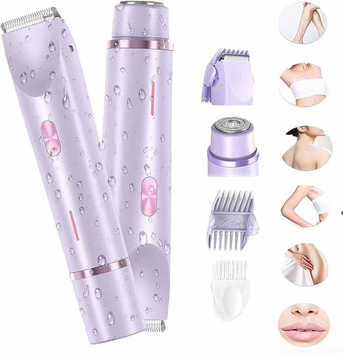 2025 New Razor Bikini Trimmer for Women 2 in 1 Electric Lady Shaver Dual-Head Electric Shaver for Women Painless (Purple)