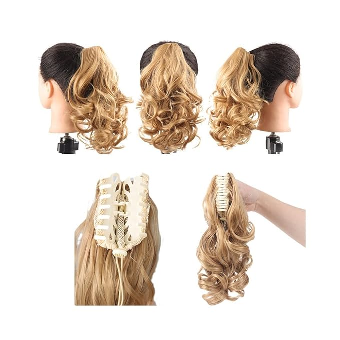 EARSHOT Hair Buns Hair Piece Synthetic Short Wave Big Claw Clip Ponytail Hair Extension Wig Hair Bun Ponytail Ladies Hair Accessories Hair Accessories For Girls (Color : SW183-27)