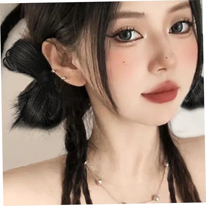 NOLITOY 6pcs Synthetic Braided Ponytail Extension Wig for Women Messy Bun Hair Natural Look Easy to Wear Party Stage Performance Accessory