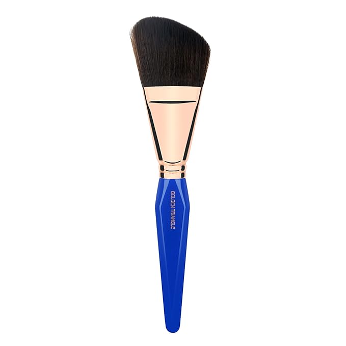 Bdellium Tools Professional Makeup Brush - Golden Triangle 990 Angled Face - With All Vegan and Soft Synthetic Fibers For Whisking Powder and Brushing off Excess (Blue 1pc)