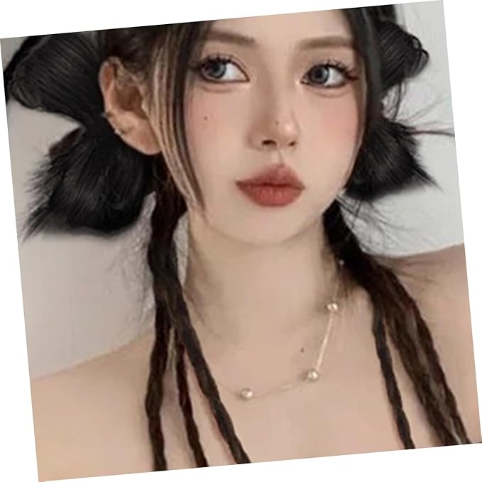 NOLITOY 6pcs Synthetic Braided Ponytail Extension Wig for Women Messy Bun Hair Natural Look Easy to Wear Party Stage Performance Accessory