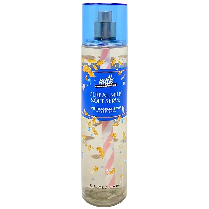 Bath &amp Body Works Cereal Milk Soft Serve 2 Pack Fragrance Mist Bundle with a Himalayan Salts Springs Bar Soap