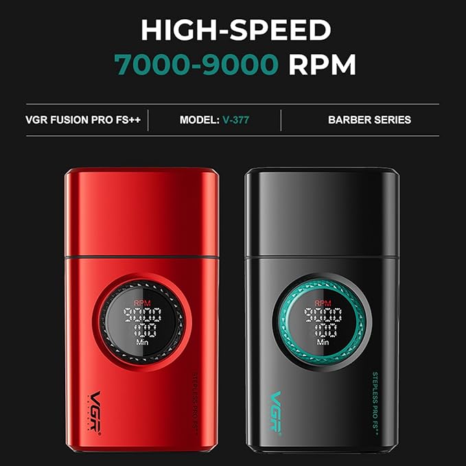 VGR 377 Foil Shaver for Men Electric Razor for Shaving Face with Double Foil 21-Speed 9000 RPM Motor Bald Shavers LED Display Titanium Foils Barber Supplies (Black) Men's Gifts