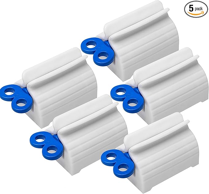 Toothpaste Squeezer Key ? Bonus Tube Roller for Max Whitening &amp Fluoride Tubes | Fits Most Toothpaste Sizes | Easy Squeeze No Waste | 5-Pack Value Set
