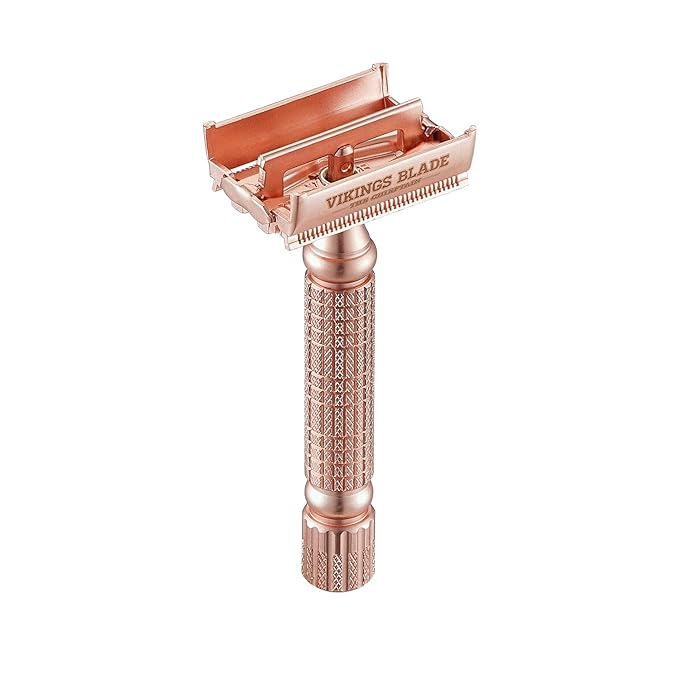 VIKINGS BLADE Double Edge Safety Razor + 5 Swedish Steel Blades + Luxury Case. Smooth Reusable Recyclable (Chieftain Hera)