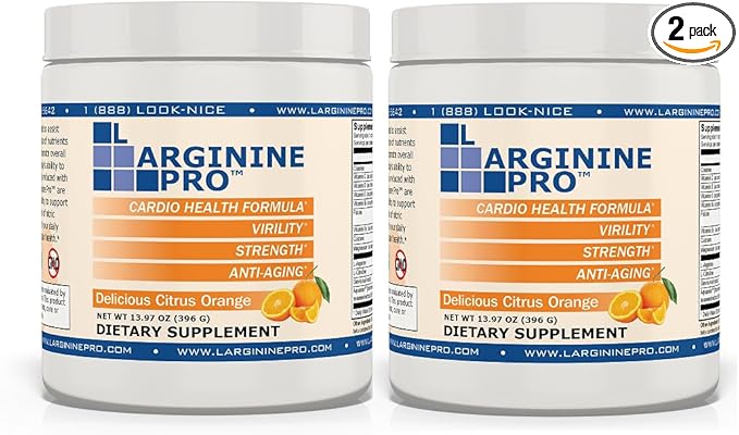L-ARGININE PRO | 5500mg L-Arginine Plus L-Citrulline 1100mg Orange Powder Drink Mix Supplement for Increased Nitric Oxide Production