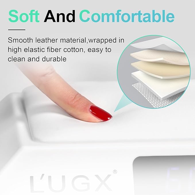 L'UGX Professional Nail Curing Lamp for Gel Polish Dryer 72W LED UV Nail Lights with Arm Rest Pillow &amp Retractable TrayPerfect for Manicure &amp Pedicure at Salon &amp Home