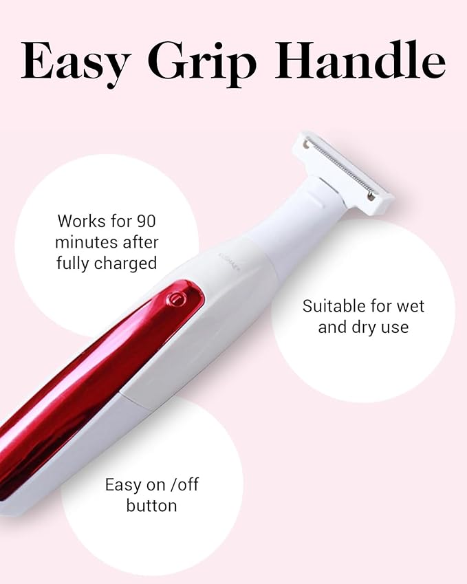Kushae 3-in-1 Razor Kit for Women - Female Shaving Razor - Eyebrow Trimming Tool - Waterproof Cleansing Device - Rechargeable Hair Removal Trimmer for Legs Bikini Underarms Face &amp Hands
