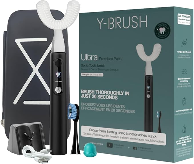 Y-Brush New Ultra Premium 2025 - Sonic Toothbrush 6 Brushing Modes - 6-Month Battery with USB-C Advanced Plaque Removal Whitening Technology Clinically Proven - Adult