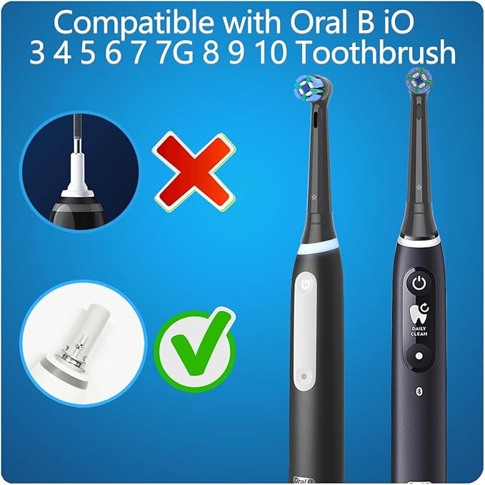 8 Pack Replacement Toothbrush Heads Compatible with Oral B iO Brush Heads for Oral-B iO 2/3/4/5/6/7/8/9/10/7G Series with Covers Black