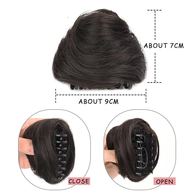 Messy Bun Hair 2 PCS Mini Claw Clip in Messy Hair Bun Extensions Wig Accessory for Women Girls Cat Ears Hair Donut Chignon Synthetic Hair Pieces Bun Extension Real Human Hair Buns (Color : Natural bl