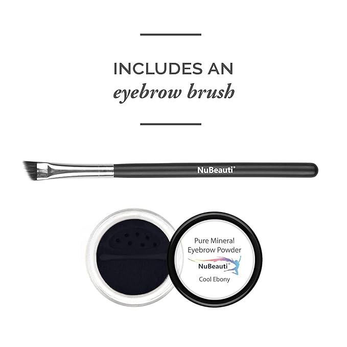 Natural Eyebrow Powder Kit - Mica Brow Makeup With Professional Angled Brush - 10 Natural Shades - No Parabens or Chemicals - Eyebrow Shaper
