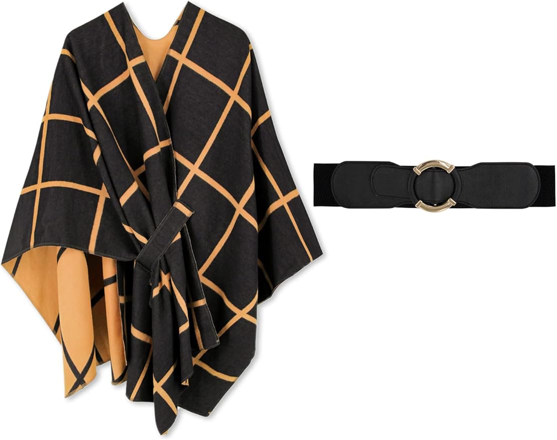 Moss Rose Women's Shawl Wrap Poncho Ruana Cape Open Front Cardigan Shawls for Fall Winter