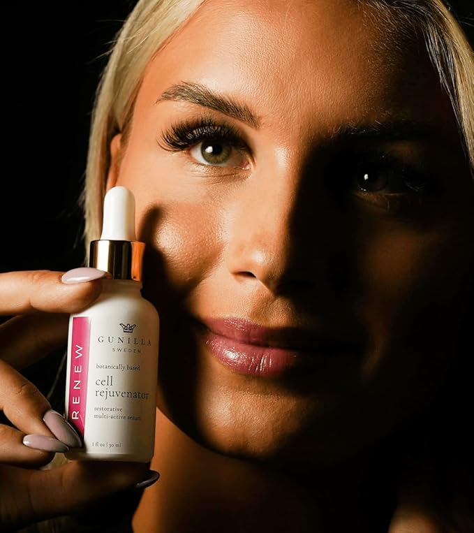 GUNILLA Cell Rejuvenator Serum | Anti-Aging Anti Wrinkle Hydrating Facial Serum for Fine Lines Dark Spots with Organic Aloe Vera Collagen Elastin Keratin Vitamin C Ginseng | 1 oz