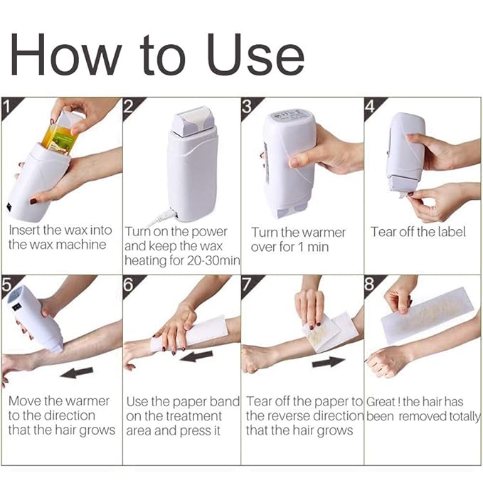 Milk Honey Roll on Wax Warmer Kit Depilatory Roll on Wax Roller Kit with Heater Roller Wax Hair Removal Kit for Women Men Body Skin Eyebrow Facial Armpit Bikini Brazilian Leg Sensitive Skin