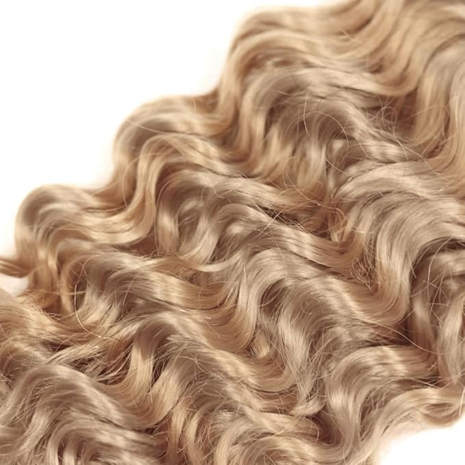Ash Blonde Bundles #22 Deep Wave Bundle Blonde Human Hair Bundles 22 24 26 inch #22 Wet and Wavy Bundle 150g
