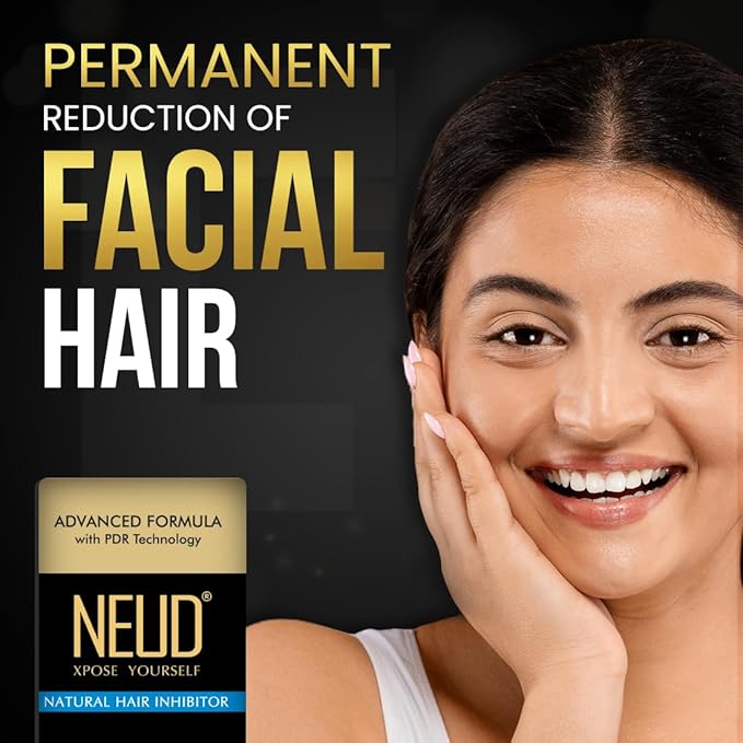NEUD Natural Hair Inhibitor for Permanent Reduction of Unwanted Body &amp Facial Hair in Men &amp Women - Pack of 1