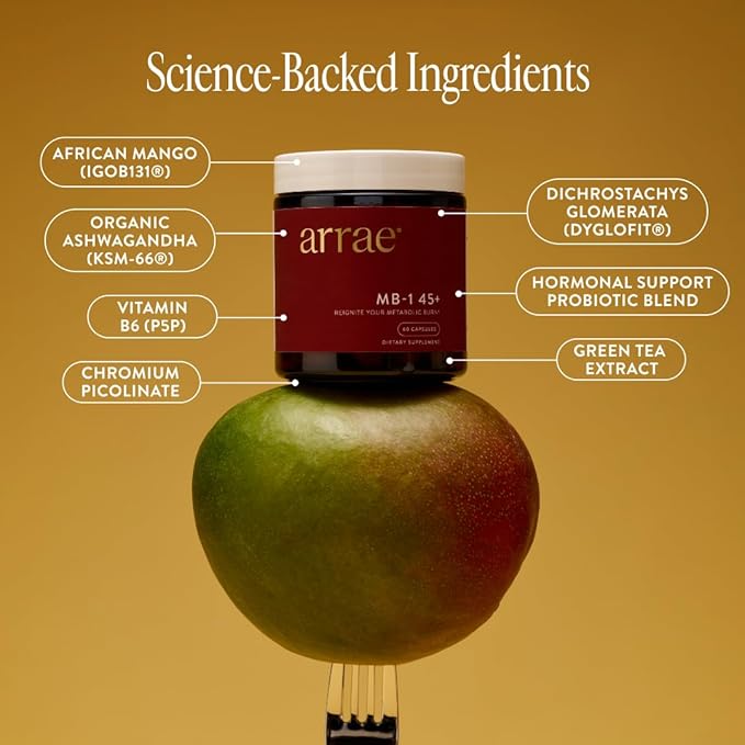 Arrae MB-1 45+ Natural Dietary Supplement Control Appetite Increase Energy Support Healthy Metabolism 60 Capsules