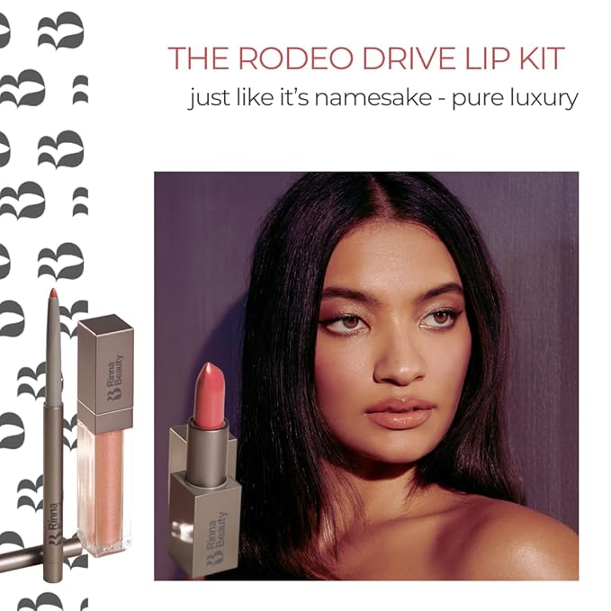 Rinna Beauty Lip Kit - Rodeo Drive - All in One Perfect Rose Lip Color - Includes Lipstick Lip Gloss and Lip Liner - Vegan Formula Long-lasting Anti-Aging Moisturizing Cruelty-Free - 1 each