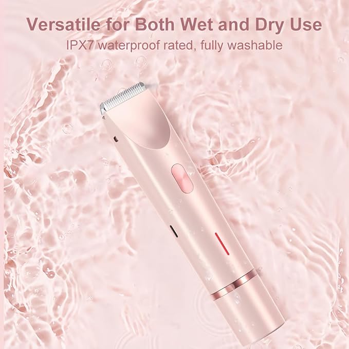 2025 New 2-in-1 Women's Body Shaver Bikini Trimmer Rechargeable Cordless Electric Shaver for Women IPX7 Waterproof Wet and Dry Hair Trimmer for Facial Face Lip Chin Underarm Legs (PP)