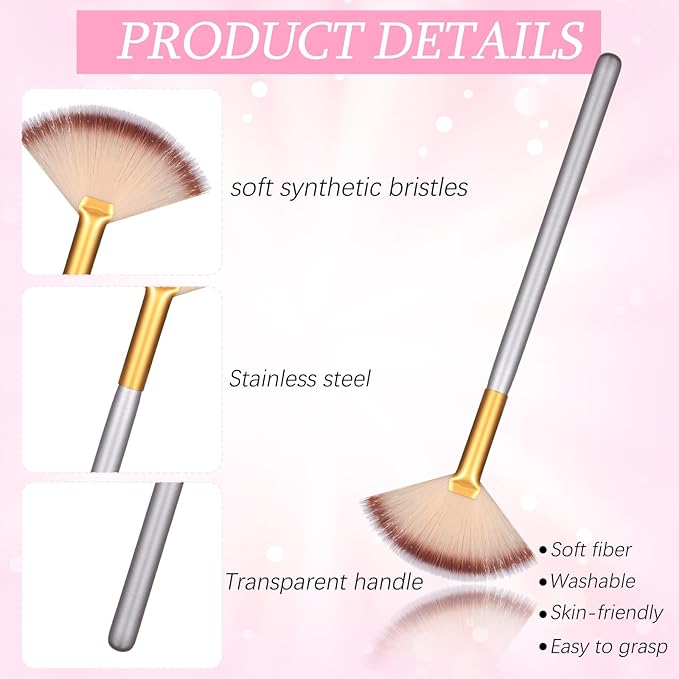 60 Pcs Fan Facial Brushes Fan Mask Soft Facial Applicator Brushes Acid Brush Cosmetic Makeup Blush Applicator Tools for Esthetician Eyeshadow Peel Mud Cream(Champagne Black)
