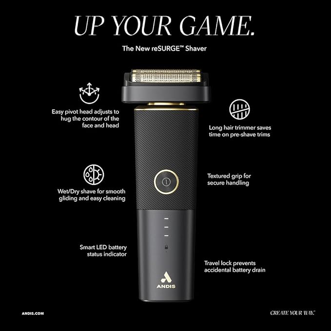 Andis 17300 reSURGE Electric Lithium Titanium Precision Foil Wet/Dry Rechargeable Shaver Black