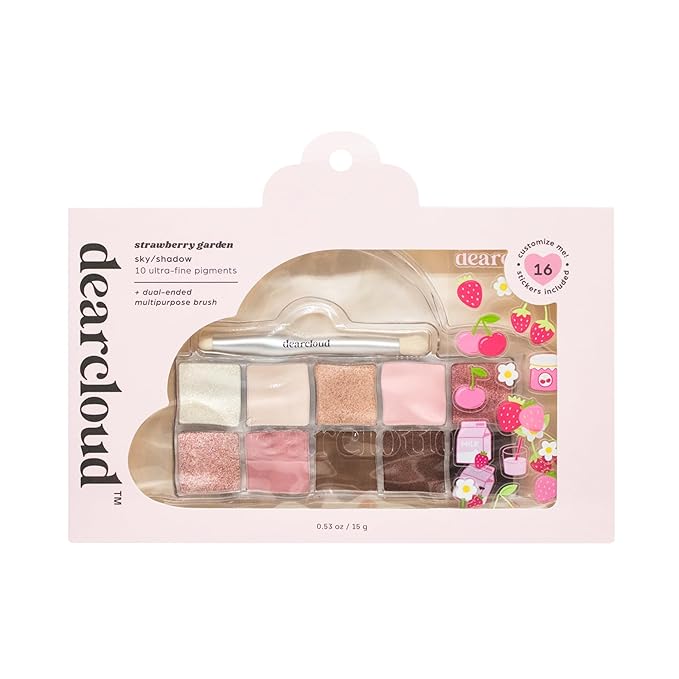 dearcloud Sky/Shadow ? Strawberry Garden ? eye shadow palette makeup with 10 Ultra-Fine Pigments &amp Dual-Ended eyeshadow brush ? Korean beauty eye makeup (Strawberry Garden)