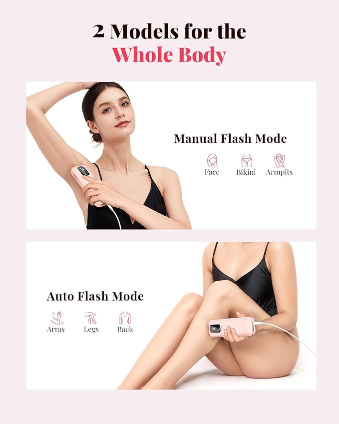 IPL Laser Hair Removal Device for Women &amp Men - at-Home Painless Hair Remover for Long-Lasting Results Body &amp Face for 85% Hair Reduction in 3 WeeksPink