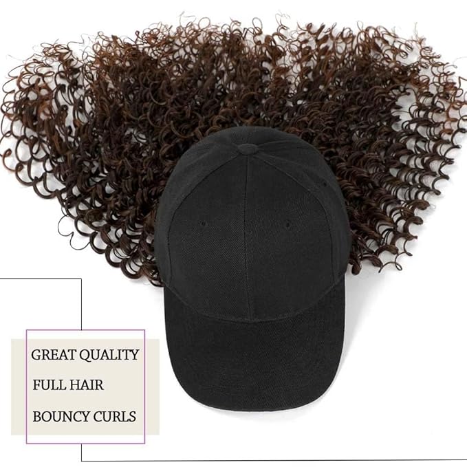 baseball cap wigs for women Extensions Adjustable Wig Hat Attached African Kinky Curly Hairpiece for Woman Girl Hair Synthetic Wavy Extensions